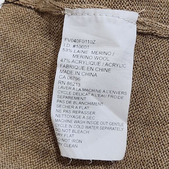 Tristan Long Belted Cardigan Tan Wool Blend Open Front Women's Size Medium - Picture 8 of 10